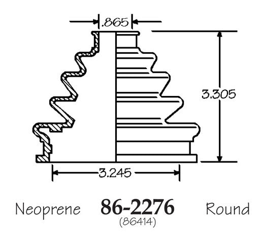 EMPI CV Joint Boot P/N:86-2276-D Fits: Audi A4 Quattro 98-96, Saab 900 98-94, Saab 9000 93-91, Volvo 850 97-93, Volvo S70 1998, Volvo V70 1998 - Image 1