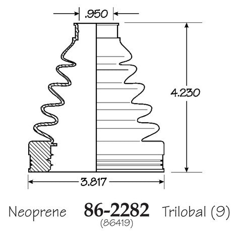 EMPI CV Joint Boot P/N:86-2282-D Fits: Chrysler Pt Cruiser 07-04, Dodge Neon 04-03, Ford Contour 00-95, Ford Escape 12-01, Mazda Tribute 04-01, Mercury Cougar 02-99, Mercury Mariner 06-05, Mercury Mystique 00-95 - Image 1