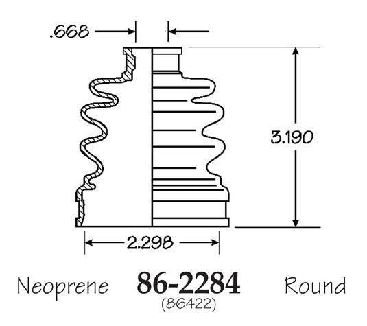 EMPI CV Joint Boot P/N:86-2284-D Fits: Arctic Cat Bearcat 454 4x4, Honda Trx300fw Fourtrax 4x4, Honda Trx350, Honda Trx350d, Honda Trx350fe Fourtrax Rancher 4x4 Es, Honda Trx350fm Fourtrax Rancher 4x4, Honda Trx400fw Foreman 4x4 - Image 1