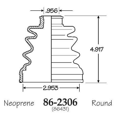 EMPI CV Joint Boot P/N:86-2306-D Fits: Kia Sephia 01-95, Kia Spectra 01-00 - Image 1