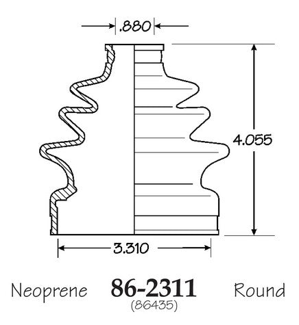 EMPI CV Joint Boot P/N:86-2311-D Fits: Acura Slx 99-96, Isuzu Trooper 02-95 - Image 1