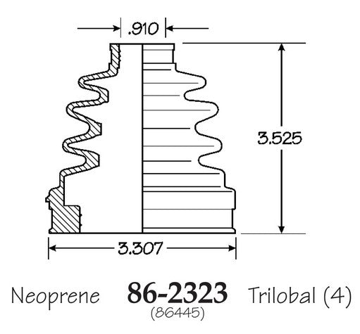 EMPI CV Joint Boot P/N:86-2323-D Fits: Mini Cooper 08-02, Nissan Sentra 18-13, Toyota Camry 01-97, Toyota Solara 01-99 - Image 1