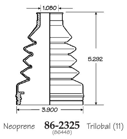 EMPI CV Joint Boot P/N:86-2325-D Fits: Buick Lesabre, Buick Lucerne, Buick Park Avenue, Buick Rendezvous, Buick Riviera, Cadillac Deville, Cadillac Dts, Cadillac Eldorado, Cadillac Seville - Image 1