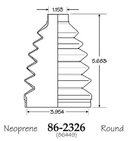 EMPI CV Joint Boot P/N:86-2326-D Fits: Cadillac Dts, Chevrolet Astro, Chevrolet Blazer, Chevrolet K1500, Chevrolet K1500 Suburban, Chevrolet K2500, Dodge Ram 1500, GMC K1500, GMC K1500 Suburban, GMC K2500 - Image 1