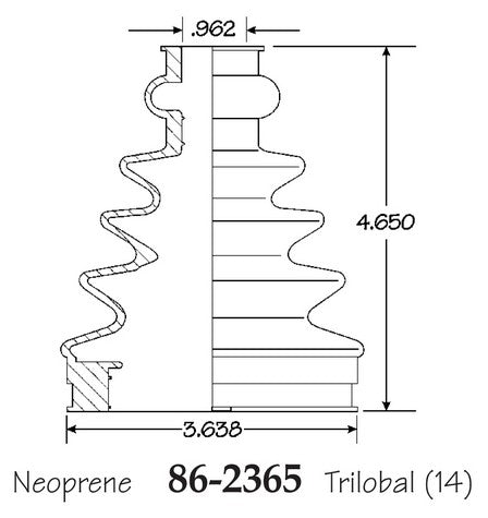 EMPI CV Joint Boot P/N:86-2365-D Fits: Audi A4, Audi A4 Quattro, Audi A6, Audi A6 Quattro, Audi Allroad Quattro, Audi Rs6, Saab 9-5, Volkswagen Golf, Volkswagen Jetta, Volkswagen Phaeton - Image 1