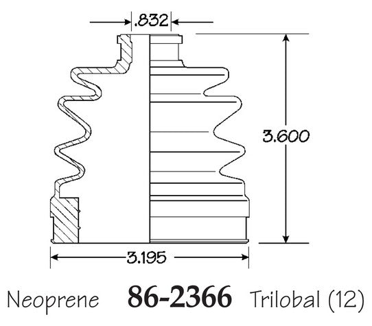 EMPI CV Joint Boot P/N:86-2366-D Fits: Kia Rio 05-01, Kia Sephia 97-95 - Image 1