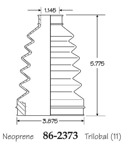 EMPI CV Joint Boot P/N:86-2373-D Fits: Dodge Dakota 04-00, Dodge Durango 03-00, Dodge Ram 1500 10-06, Ram 1500 2011 - Image 1
