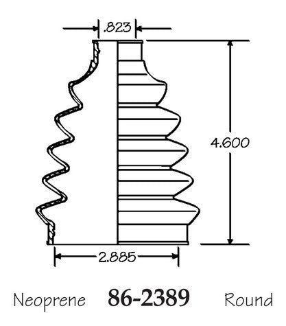 EMPI CV Joint Boot P/N:86-2389-D Fits: Audi Tt Quattro, BMW X3, Chrysler Pacifica, Chrysler Pt Cruiser, Dodge Journey, Dodge Neon, Ford Fiesta, Ford Fusion, Hyundai Elantra - Image 1