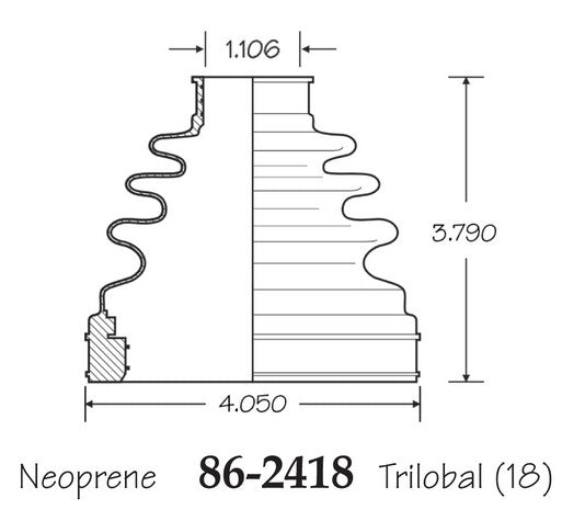 EMPI CV Joint Boot P/N:86-2418-D Fits: Nissan Altima 12-05, Nissan Maxima 14-04, Nissan Murano 10-09, Toyota Tacoma 18-05 - Image 1