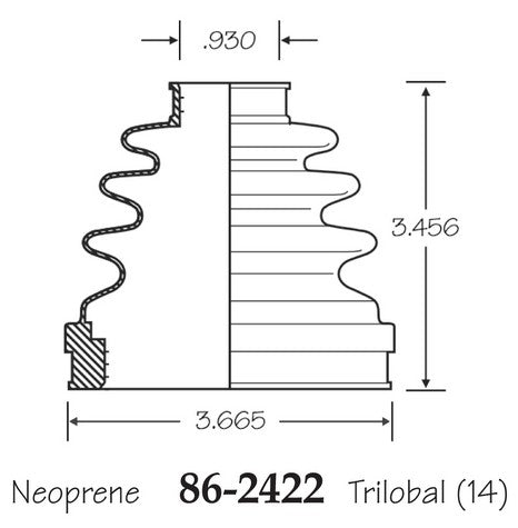 EMPI CV Joint Boot P/N:86-2422-D Fits: Infiniti I35, Nissan Juke, Nissan Maxima, Volkswagen Beetle, Volvo C30, Volvo C70, Volvo S40, Volvo S60, Volvo S80, Volvo V50, Volvo V60, Volvo V70, Volvo Xc70 - Image 1