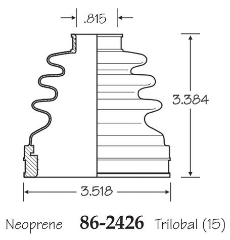 EMPI CV Joint Boot P/N:86-2426-D Fits: Audi A3 Quattro 07-06, Audi A4 Quattro 09-05, BMW X3 10-04, Nissan Leaf 17-13, Volkswagen Golf 14-10, Volkswagen Jetta 15-11, Volkswagen Jetta 2005, Volkswagen Rabbit 09-07 - Image 1