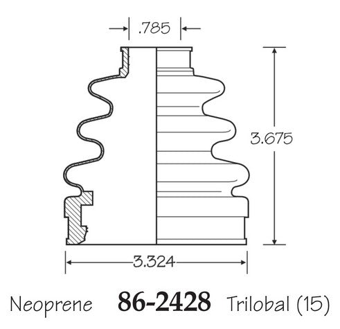 EMPI CV Joint Boot P/N:86-2428-D Fits: Saturn Astra 2008, Subaru Baja 06-04, Subaru Forester 04-03 - Image 1
