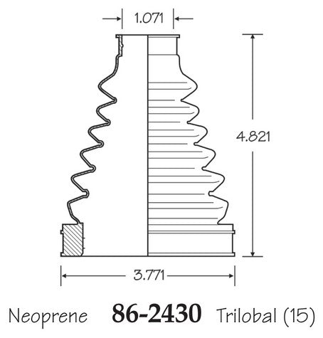 EMPI CV Joint Boot P/N:86-2430-D Fits: Buick Verano, Chevrolet Equinox, Chevrolet Impala, Chevrolet Impala Limited, Chevrolet Malibu, Chevrolet Traverse, Chrysler Aspen, Dodge Durango, Ford Explorer, Ford Flex - Image 1