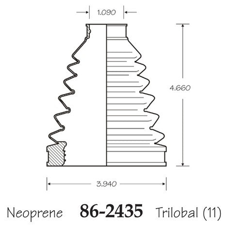 EMPI CV Joint Boot P/N:86-2435-D Fits: Buick Lacrosse 09-08, Chevrolet Impala 09-06, Chevrolet Monte Carlo 07-06, Pontiac Grand Prix 08-05 - Image 1