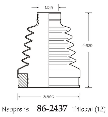 EMPI CV Joint Boot P/N:86-2437-D Fits: Buick Rendezvous, Buick Terraza, Cadillac Deville, Chevrolet Malibu, Chevrolet Uplander, Hyundai Sonata, Pontiac Bonneville, Pontiac G6, Pontiac Montana, Saturn Relay - Image 1