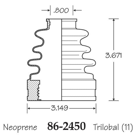 EMPI CV Joint Boot P/N:86-2450-D Fits: Mitsubishi Outlander 06-04, Pontiac Vibe 10-09, Subaru B9 Tribeca 07-06 - Image 1