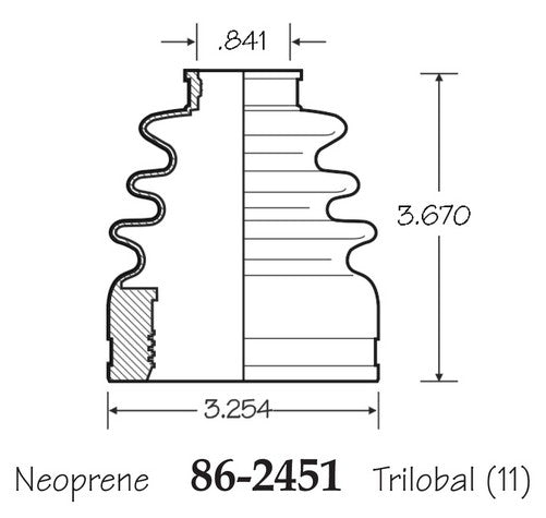 EMPI CV Joint Boot P/N:86-2451-D Fits: Chrysler 300 17-05, Dodge Challenger 18-17, Dodge Magnum 08-05, Kia Sportage 16-14, Lexus Gs350 17-13, Lexus Is250 15-14, Lexus Is350 18-14, Lexus Rc350 17-15, Mazda 3 18-14, Mitsubishi Lancer 06-04 - Image 1