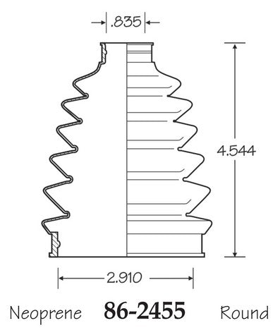 EMPI CV Joint Boot P/N:86-2455-D Fits: Ford Fiesta 14-11, Land Rover Freelander 05-03, Mazda 5 15-12, Mazda 6 13-03, Mazda Rx-8 10-04, Mini Cooper 08-02, Mitsubishi Lancer 06-04, Mitsubishi Outlander 06-04, Porsche Panamera 16-10, Suzuki Xl-7 06-04 - Image 1