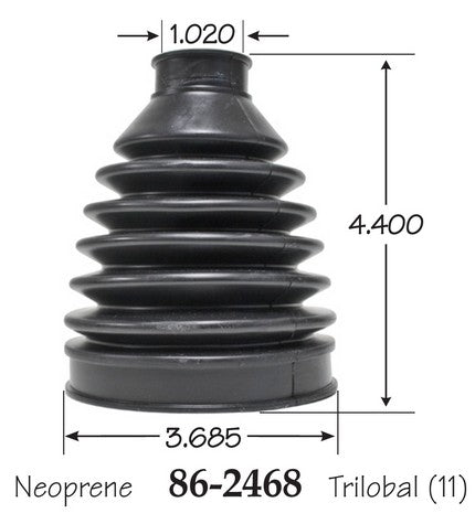 EMPI CV Joint Boot P/N:86-2468-D Fits: Chevrolet Captiva Sport 15-12, Dodge Caliber 12-07, Dodge Dart 16-13, Honda Accord 17-15, Jeep Compass 17-07, Jeep Patriot 17-07, Jeep Renegade 18-15 - Image 1