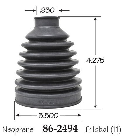 EMPI CV Joint Boot P/N:86-2494-D Fits: Acura Tlx 17-15, Dodge Dart 16-13, Ford Focus 11-08, Ford Fusion 12-10, Honda Accord 17-15, Honda Cr-v 18-15, Mercury Milan 11-10 - Image 1