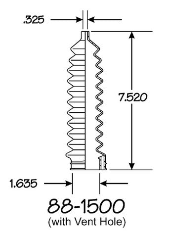 EMPI Rack and Pinion Bellows P/N:88-1500-K Fits: Ford Escort, Ford Exp, Ford Tempo, Mercury Ln7, Mercury Lynx, Mercury Topaz, Renault Alliance, Renault Encore, Volkswagen Cabrio, Volkswagen Cabriolet - Image 1