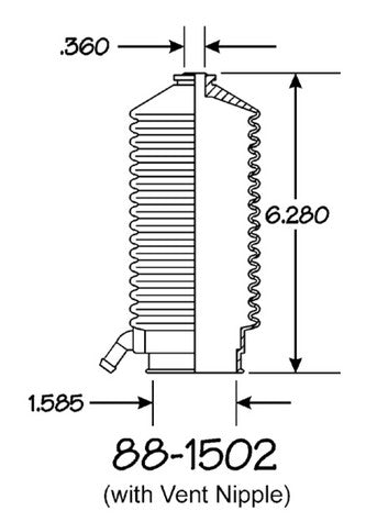EMPI Rack and Pinion Bellows P/N:88-1502-K Fits: Acura Legend 95-91, Nissan 200sx 88-84, Nissan 300zx 89-84, Nissan Maxima 88-85, Nissan Pulsar Nx 88-87, Nissan Sentra 90-84, Nissan Stanza 89-86 - Image 1