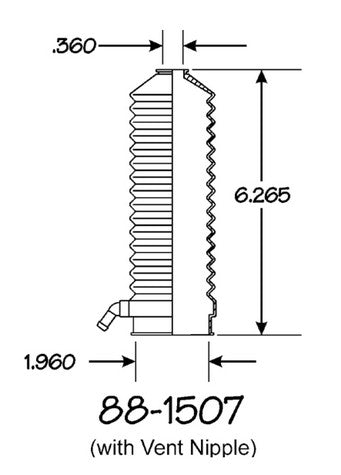 EMPI Rack and Pinion Bellows P/N:88-1507-K Fits: Acura Legend 95-91, Nissan 200sx 88-87, Nissan Maxima 88-85, Nissan Pulsar 1983, Nissan Pulsar Nx 86-83, Nissan Sentra 83-82, Nissan Stanza 83-82, Nissan Stanza 89-86 - Image 1