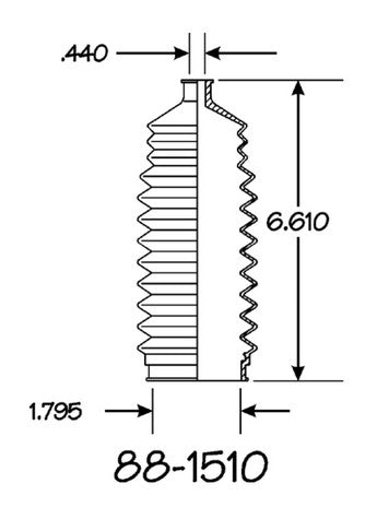 EMPI Rack and Pinion Bellows P/N:88-1510-K Fits: Buick Skylark, Chevrolet Citation, Chevrolet Citation Ii, Honda Accord, Infiniti G20, Infiniti I30, Infiniti J30, Infiniti M30, Infiniti Q45 - Image 1