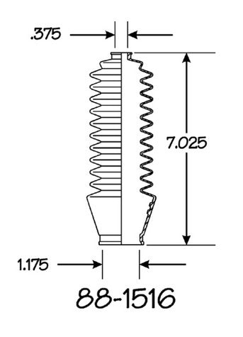 EMPI Rack and Pinion Bellows P/N:88-1516-K Fits: Honda Civic 91-88, Honda Crx 91-88, Toyota Celica 85-82, Toyota Mr2 89-85, Toyota Starlet 84-81, Toyota Tercel 98-80 - Image 1
