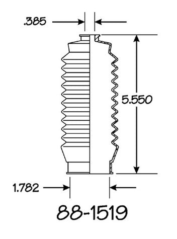 EMPI Rack and Pinion Bellows P/N:88-1519-K Fits: Chevrolet Prizm 02-98, Geo Prizm 97-93, Toyota Corolla 87-83, Toyota Mr2 95-91, Toyota Tercel 90-86 - Image 1
