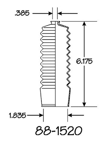 EMPI Rack and Pinion Bellows P/N:88-1520-K Fits: Acura Legend, Acura Rl, Acura Tl, Chevrolet Nova, Geo Prizm, Kia Sephia, Kia Spectra, Lexus Es250, Toyota Camry, Toyota Celica, Toyota Corolla, Toyota Supra - Image 1
