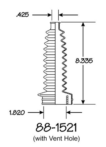 EMPI Rack and Pinion Bellows P/N:88-1521-K Fits: Chrysler E Class, Chrysler Executive Limousine, Chrysler Executive Sedan, Chrysler Grand Voyager, Chrysler Laser, Chrysler Lebaron, Chrysler New Yorker, Chrysler Tc Maserati, Chrysler TOWN &amp; COUNTRY - Image 1