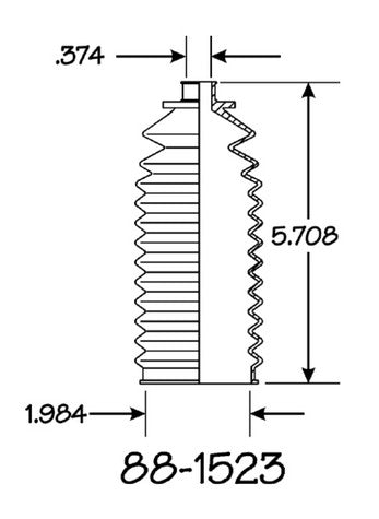 EMPI Rack and Pinion Bellows P/N:88-1523-K Fits: Chrysler Laser, Chrysler TOWN &amp; COUNTRY, Dodge 400, Dodge Aries, Dodge Charger, Dodge Daytona, Dodge Omni, Dodge Rampage, Dodge Shadow, Ford Mustang Ii - Image 1