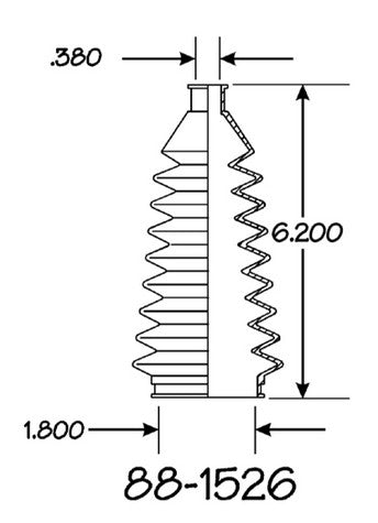 EMPI Rack and Pinion Bellows P/N:88-1526-K Fits: Chevrolet Sprint 88-85, Geo Metro 97-89, Suzuki Swift 97-89 - Image 1