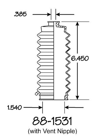 EMPI Rack and Pinion Bellows P/N:88-1531-K Fits: Acura Integra 93-86, Acura Legend 90-86, Honda Accord 93-82, Honda Civic 91-88, Honda Crx 91-88, Honda Prelude 91-83 - Image 1