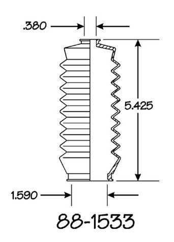 EMPI Rack and Pinion Bellows P/N:88-1533-K Fits: Toyota Corolla 87-86, Toyota Paseo 98-92, Toyota Tercel 98-91 - Image 1