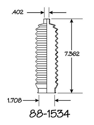 EMPI Rack and Pinion Bellows P/N:88-1534-K Fits: Dodge Colt, Dodge Stealth, Eagle Summit, Eagle Talon, Ford Escort, Ford Probe, Hyundai Elantra, Hyundai Excel, Hyundai Scoupe, Infiniti G20 - Image 1