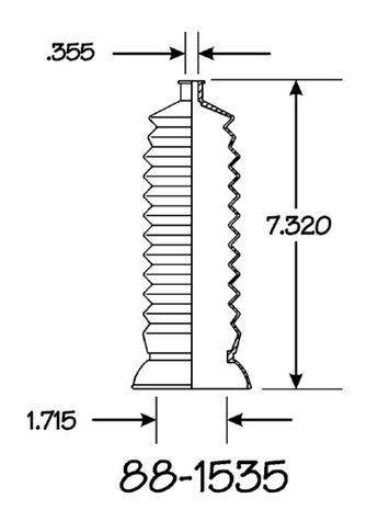 EMPI Rack and Pinion Bellows P/N:88-1535-K Fits: Subaru Baja, Subaru Dl, Subaru Gl, Subaru Gl-10, Subaru Impreza, Subaru Legacy, Subaru Loyale, Subaru Outback, Subaru Rx, Subaru Standard, Subaru Xt - Image 1