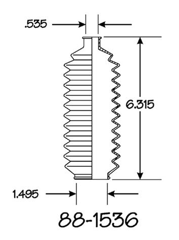 EMPI Rack and Pinion Bellows P/N:88-1536-K Fits: Mazda 929 89-88, Mazda Miata 95-90, Suzuki Grand Vitara 05-99, Suzuki Swift 97-91, Suzuki Xl-7 06-02 - Image 1