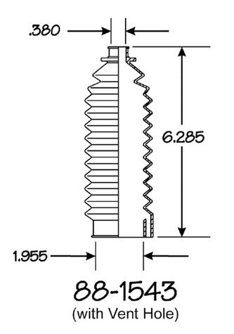 EMPI Rack and Pinion Bellows P/N:88-1543-K Fits: Volvo 242 84-75, Volvo 244 84-75, Volvo 245 84-75, Volvo 262 81-79, Volvo 264 82-79, Volvo 265 81-80 - Image 1