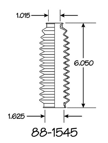 EMPI Rack and Pinion Bellows P/N:88-1545-K Fits: Volkswagen Cabriolet, Volkswagen Eurovan, Volkswagen Golf, Volkswagen Jetta, Volkswagen Rabbit, Volkswagen Rabbit Convertible, Volkswagen Rabbit Pickup, Volkswagen Scirocco, Volkswagen Vanagon - Image 1