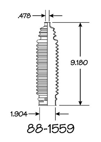 EMPI Rack and Pinion Bellows P/N:88-1559-K Fits: Ford Probe 97-93, Mazda 626 02-95, Mazda Mx-6 97-95 - Image 1