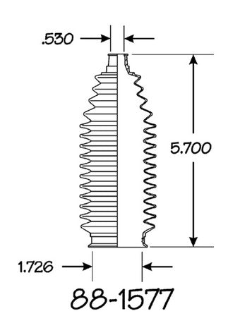 EMPI Rack and Pinion Bellows P/N:88-1577-K Fits: Chrysler Sebring, Dodge Stratus, Lexus Gs300, Lexus Gs400, Lexus Gs430, Lexus Is300, Lexus Sc430, Mazda Mpv, Mitsubishi Eclipse, Mitsubishi Galant, Toyota Celica, Toyota Tacoma - Image 1