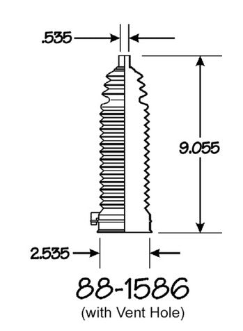 EMPI Rack and Pinion Bellows P/N:88-1586-K Fits: Ford Explorer 05-95, Ford Explorer Sport Trac 05-01, Ford Ranger 10-98, Mazda B2300 09-01, Mazda B2500 01-98, Mazda B3000 07-98, Mazda B4000 09-98, Mercury Mountaineer 05-97 - Image 1