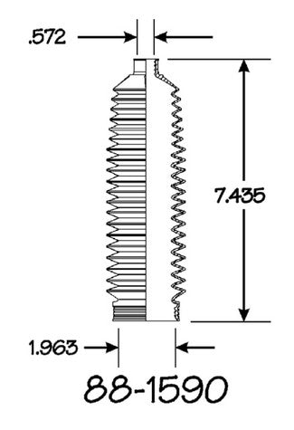 EMPI Rack and Pinion Bellows P/N:88-1590-K Fits: Acura Mdx, Audi Tt, Audi Tt Quattro, Buick Lacrosse, Buick Regal, Cadillac Xts, Chevrolet Corvette, Chevrolet Equinox, Chevrolet Tracker, GMC Terrain - Image 1