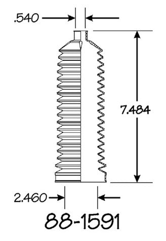 EMPI Rack and Pinion Bellows P/N:88-1591-K Fits: Acura Rlx, BMW 740i, BMW 740i Xdrive, BMW 750i, BMW 750i Xdrive, Chrysler 300, Dodge Charger, Honda S2000, Mercedes-benz Cls400, Mercedes-benz Cls550 - Image 1
