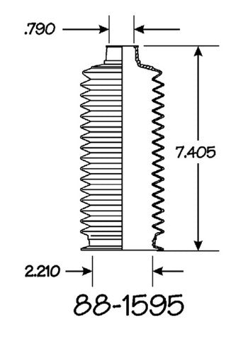 EMPI Rack and Pinion Bellows P/N:88-1595-K Fits: Cadillac Escalade 13-09, Chevrolet Silverado 1500 13-09, Chevrolet Tahoe 12-08, GMC Yukon 13-08, Lexus Lx470 07-98, Toyota Land Cruiser 07-98 - Image 1