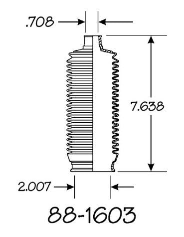 EMPI Rack and Pinion Bellows P/N:88-1603-K Fits: Toyota Sequoia 07-01, Toyota Tundra 06-00 - Image 1