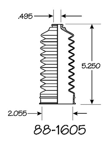 EMPI Rack and Pinion Bellows P/N:88-1605-K Fits: Acura Rsx 06-02, Honda Civic 05-01, Honda Cr-v 06-02, Honda Element 11-03 - Image 1