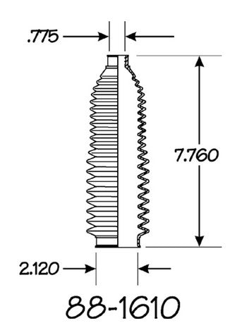 EMPI Rack and Pinion Bellows P/N:88-1610-K Fits: Audi A4, Audi A4 Quattro, Audi A6, Audi A6 Quattro, Audi A8 Quattro, Audi Allroad Quattro, Audi Rs6, Audi S4, Audi S6, Audi S8, Volkswagen Passat - Image 1